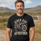 Biker Dad Vintage Bike t-shirt in black - man in the countryside with a vintage motorcycle, gift for a biker dad