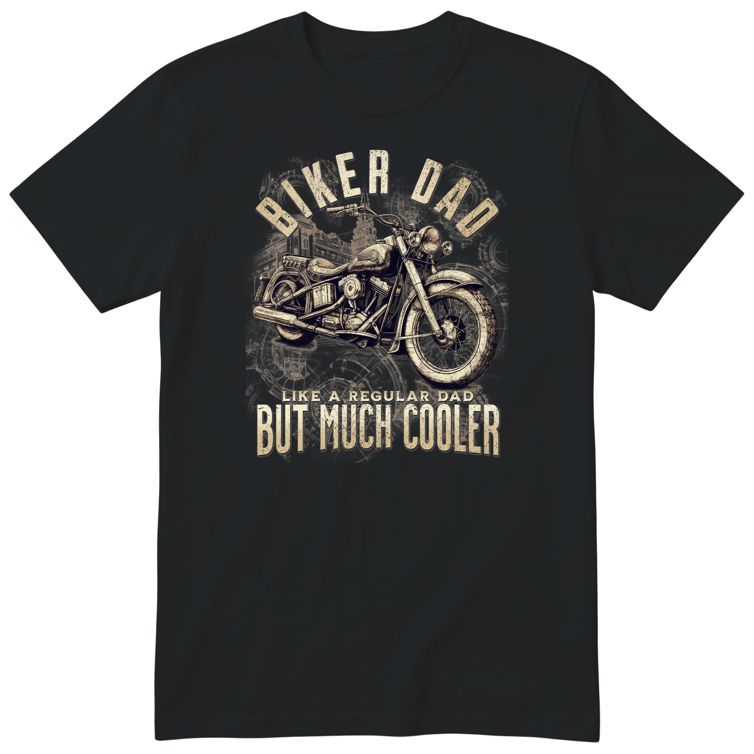 Biker Dad Vintage Motorcycle T-Shirt - Black