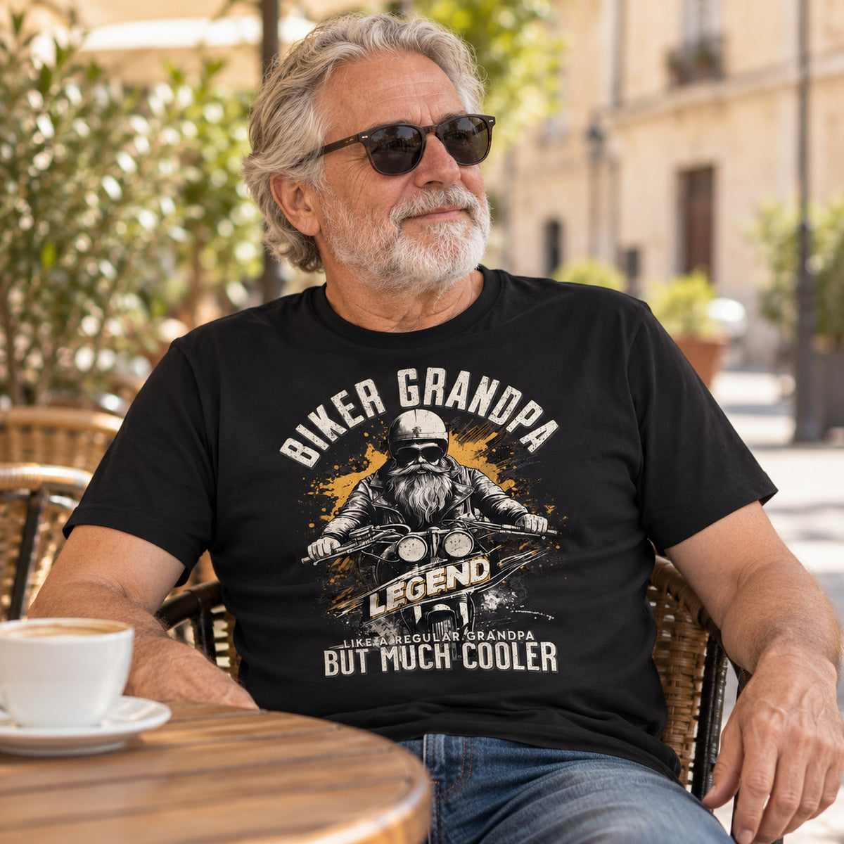 Biker Grandpa Legend - Śmieszna Koszulka dla Dziadka Motocyklisty