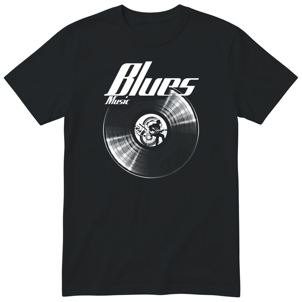 Black Blues Music Vinyl Records t-shirt - vinyl record print, gift for blues fans, GitGraf