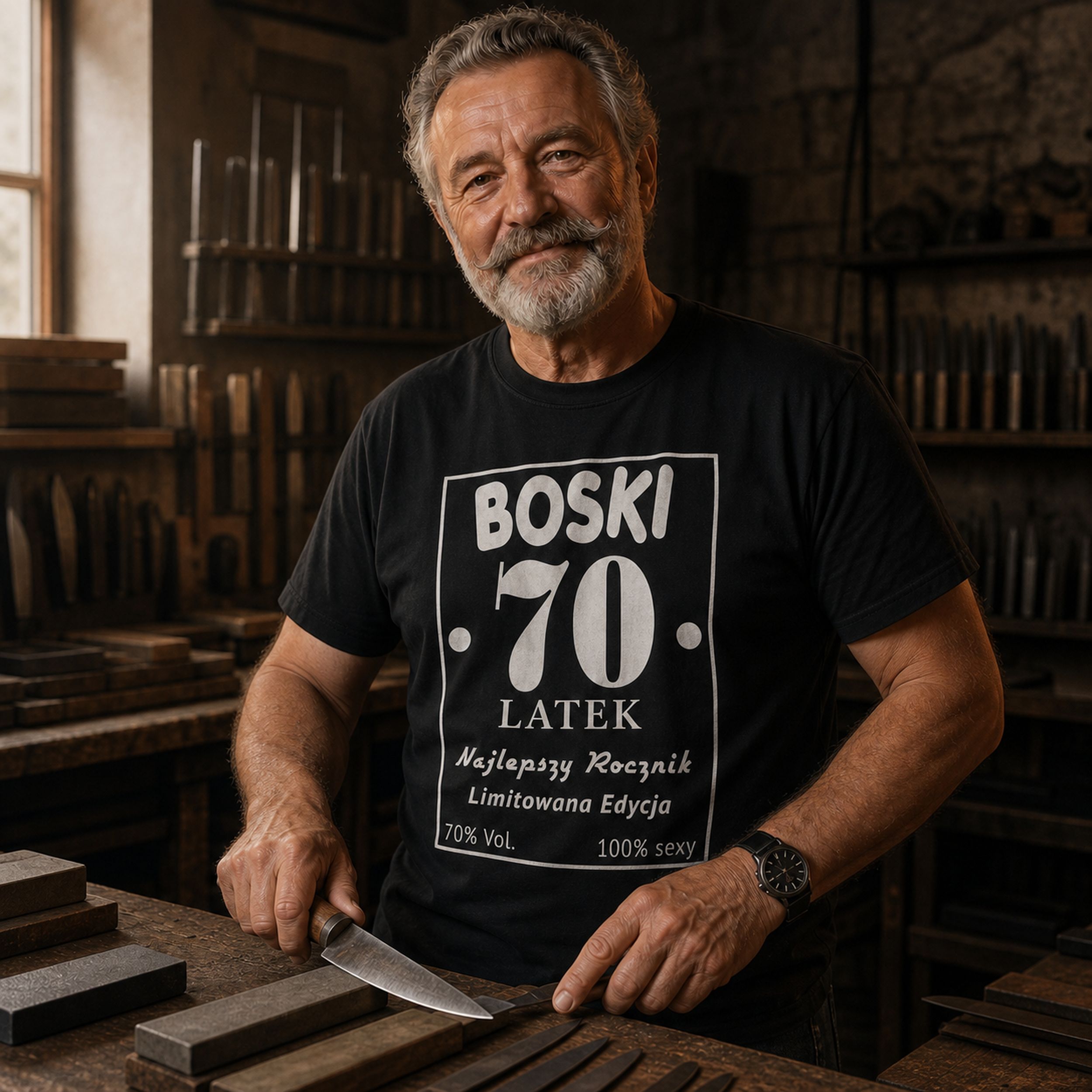 BOSKI 70 LATEK - Koszulka na 70 Urodziny dla Niego, Prezent