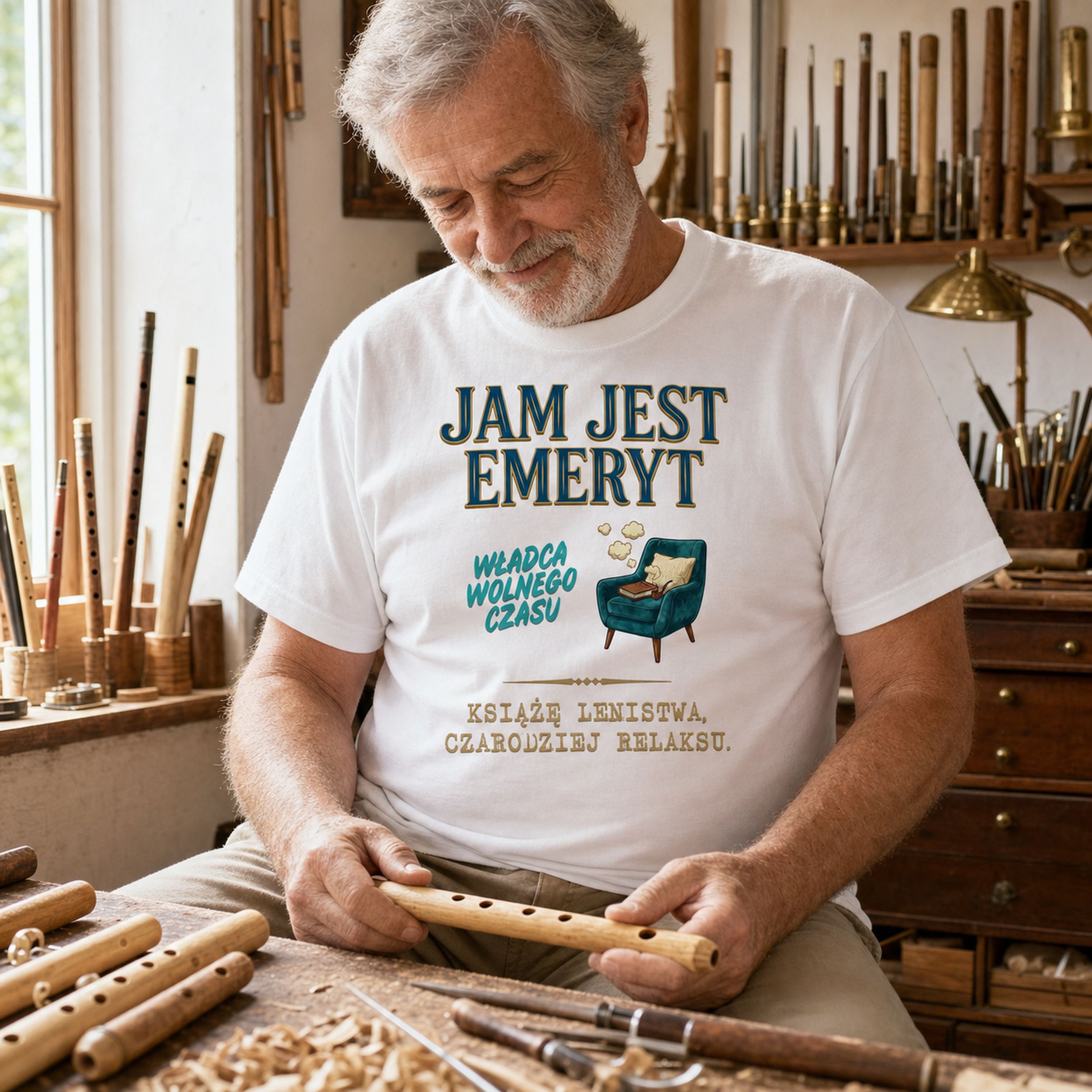 Jam Jest Emeryt - Koszulka na Emeryturę Fotel Niebieski