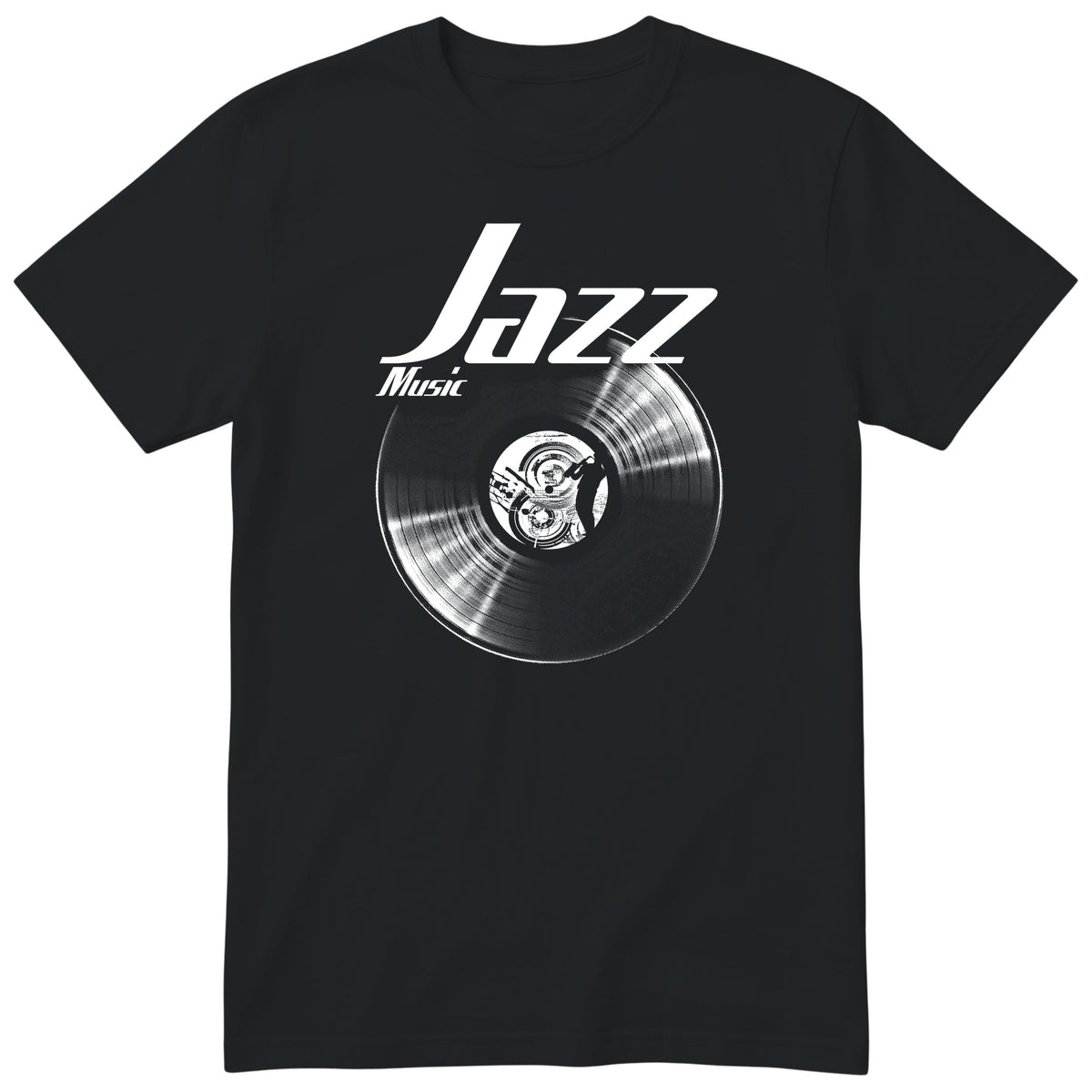 Black Jazz Music Vinyl Records t-shirt - vinyl record print, gift for jazz lovers, GitGraf
