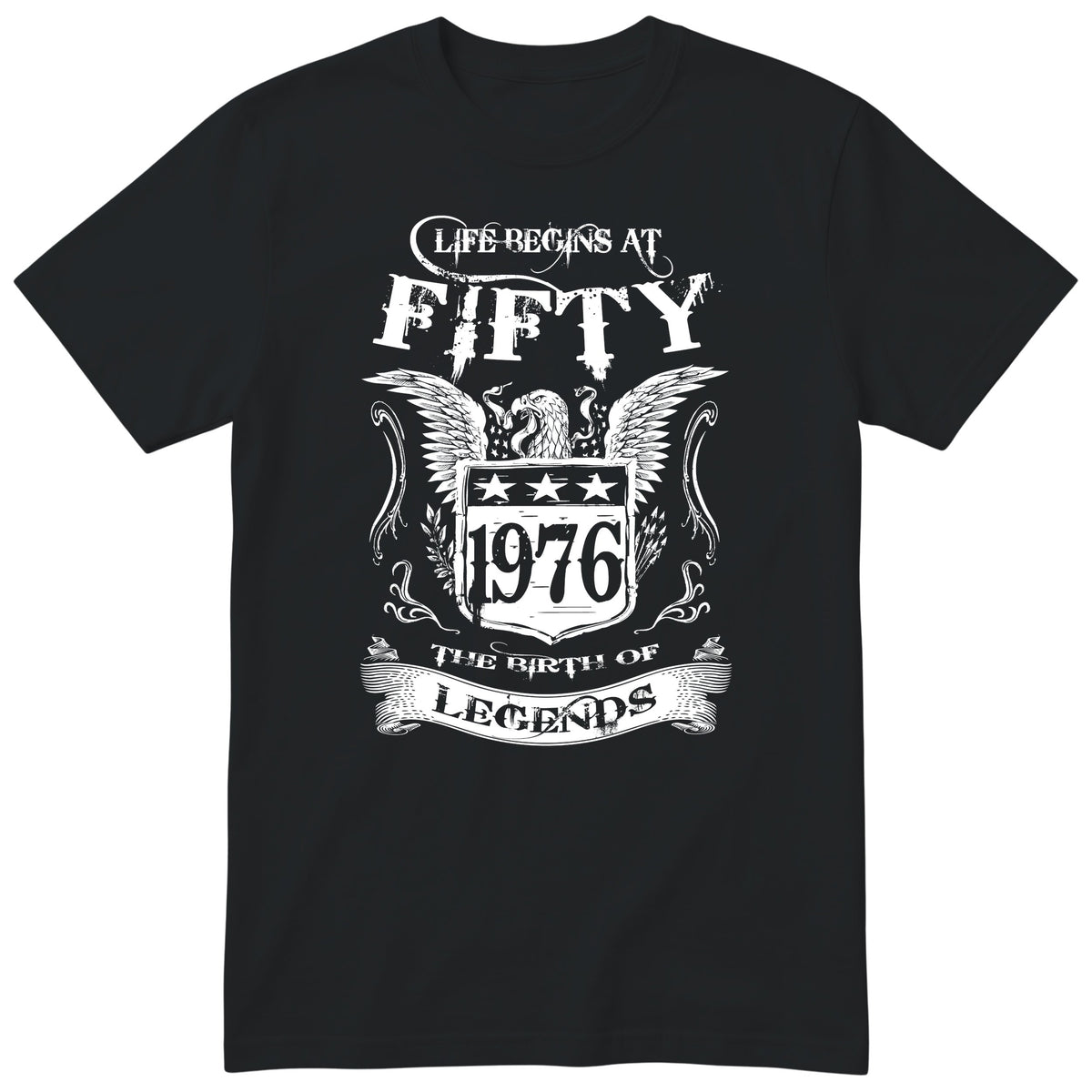Black Life Begins At Fifty t-shirt - 50th birthday gift for him with an eagle crest