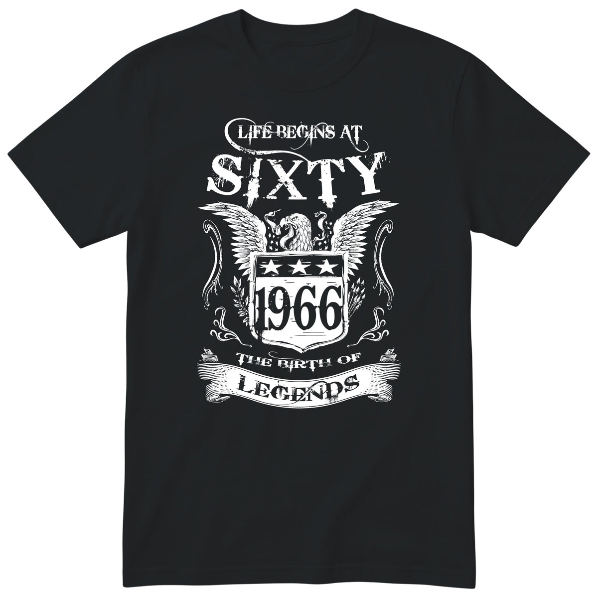 Black Life Begins At Sixty t-shirt - 60th birthday gift for him with an eagle crest