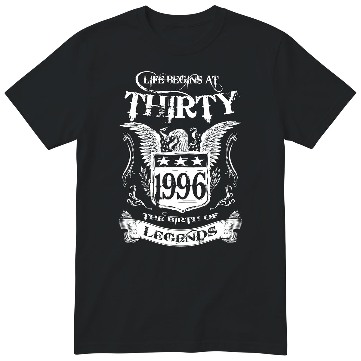 Black Life Begins At Thirty t-shirt - 30th birthday gift for him with an eagle crest