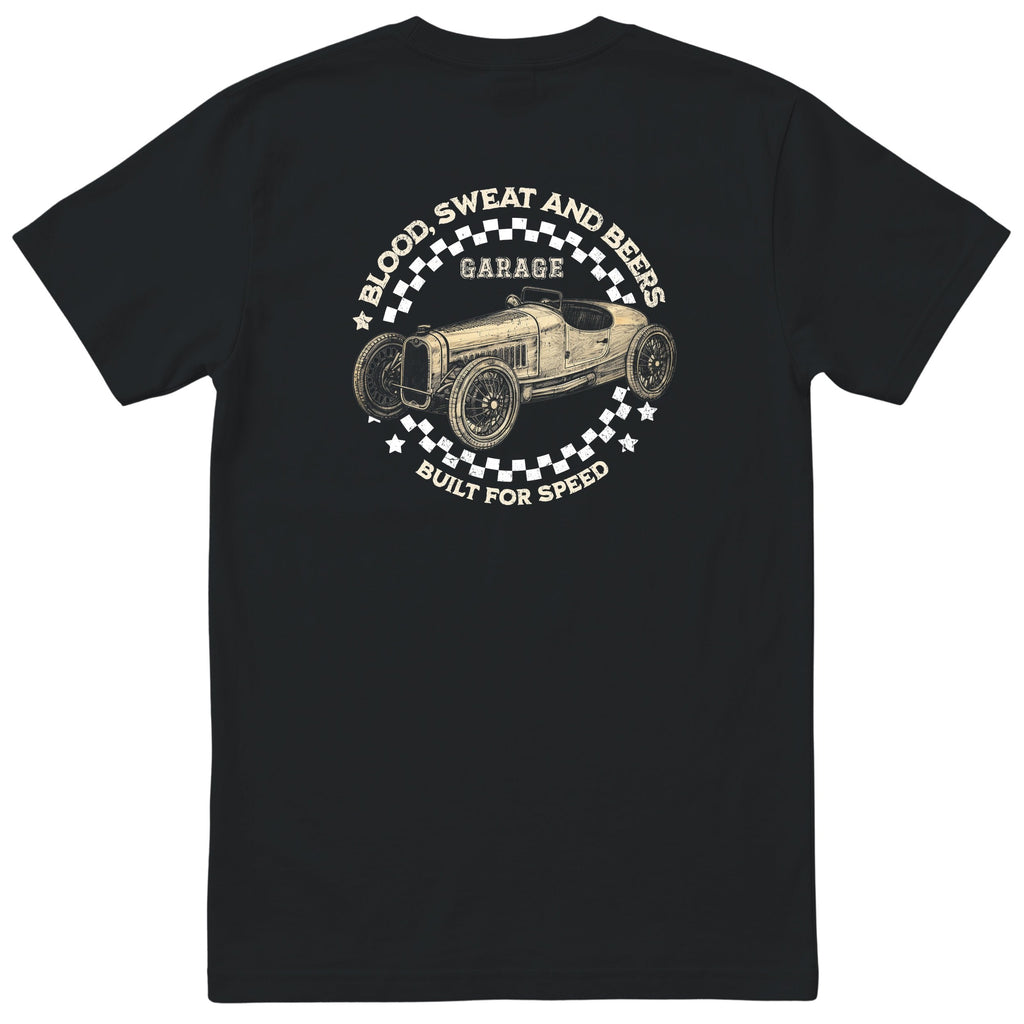 Blood Sweat and Beers Garage tee black back