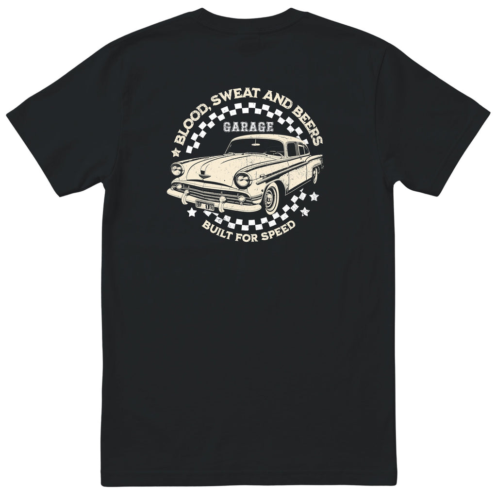 Built for Speed garage tee black back