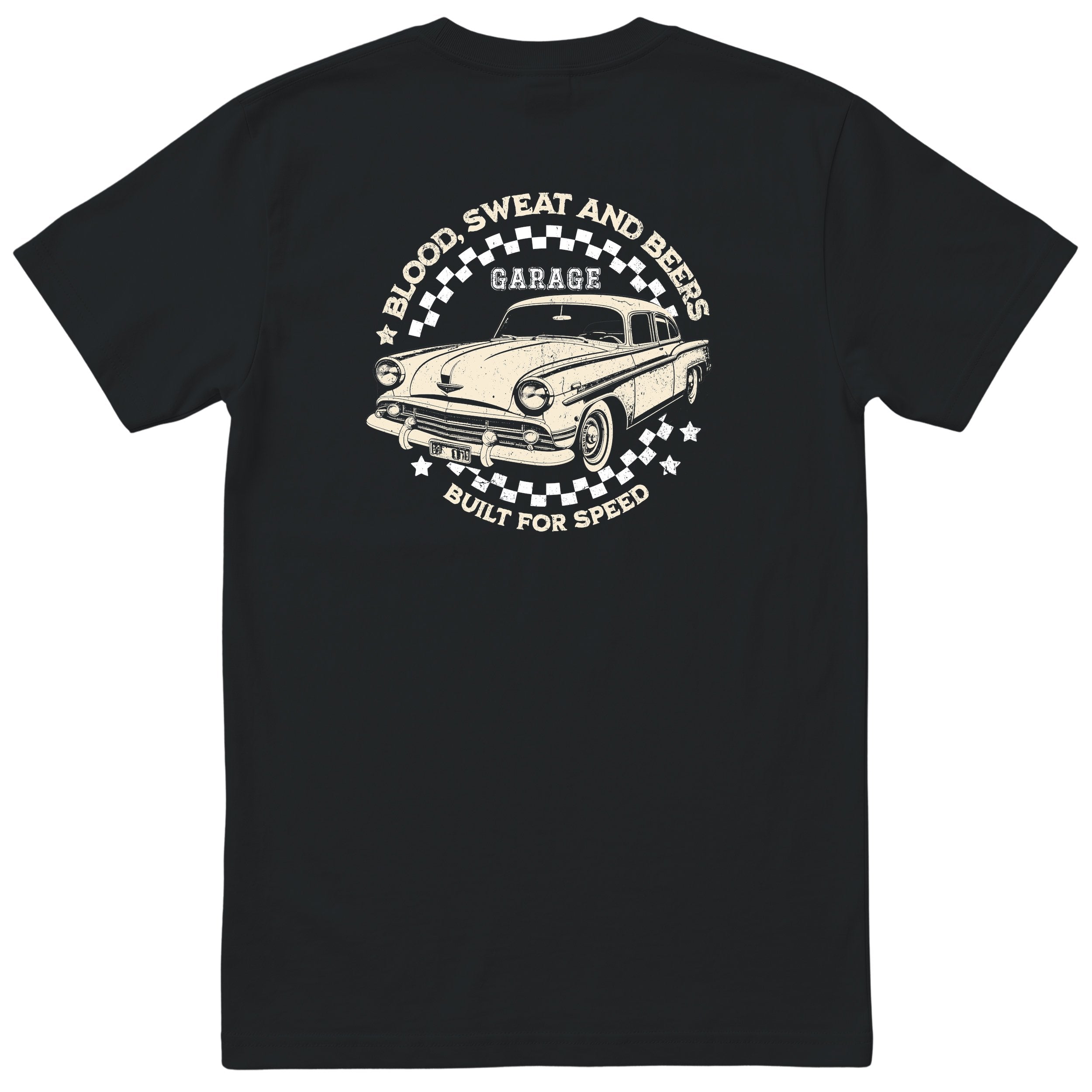 Built for Speed garage tee black back