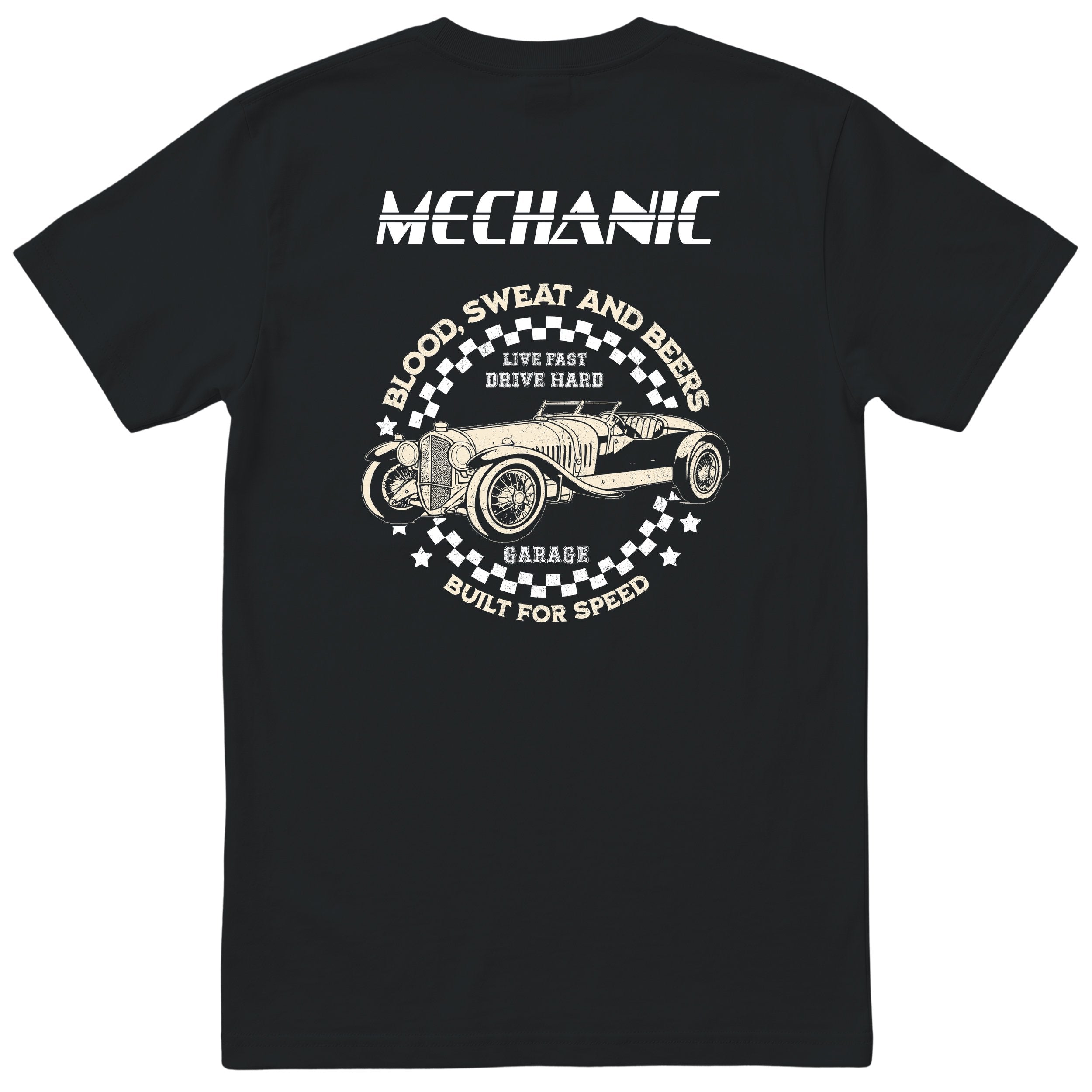 Mechanic Live Fast Drive Hard tee black back