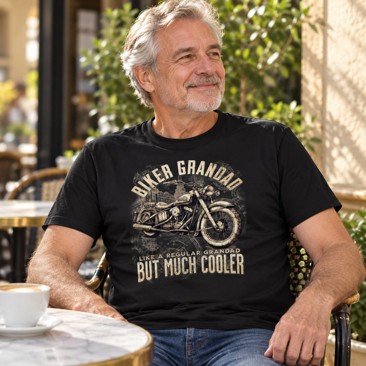 Biker Grandad Vintage - Koszulka z Motocyklem dla Dziadka