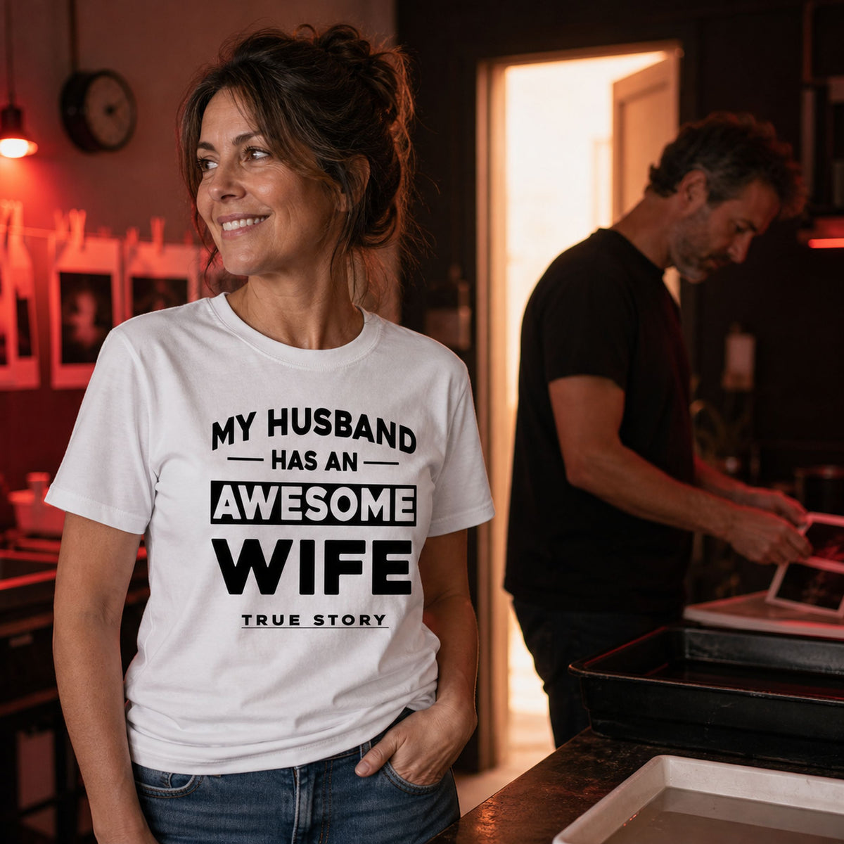 Koszulka dla Żony - My Husband Has An Awesome Wife | Od Męża