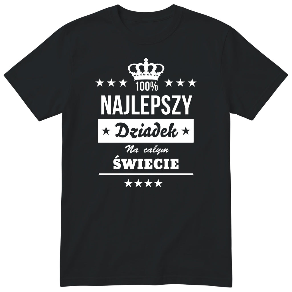 Czarna koszulka 100% Najlepszy Dziadek Na Całym Świecie