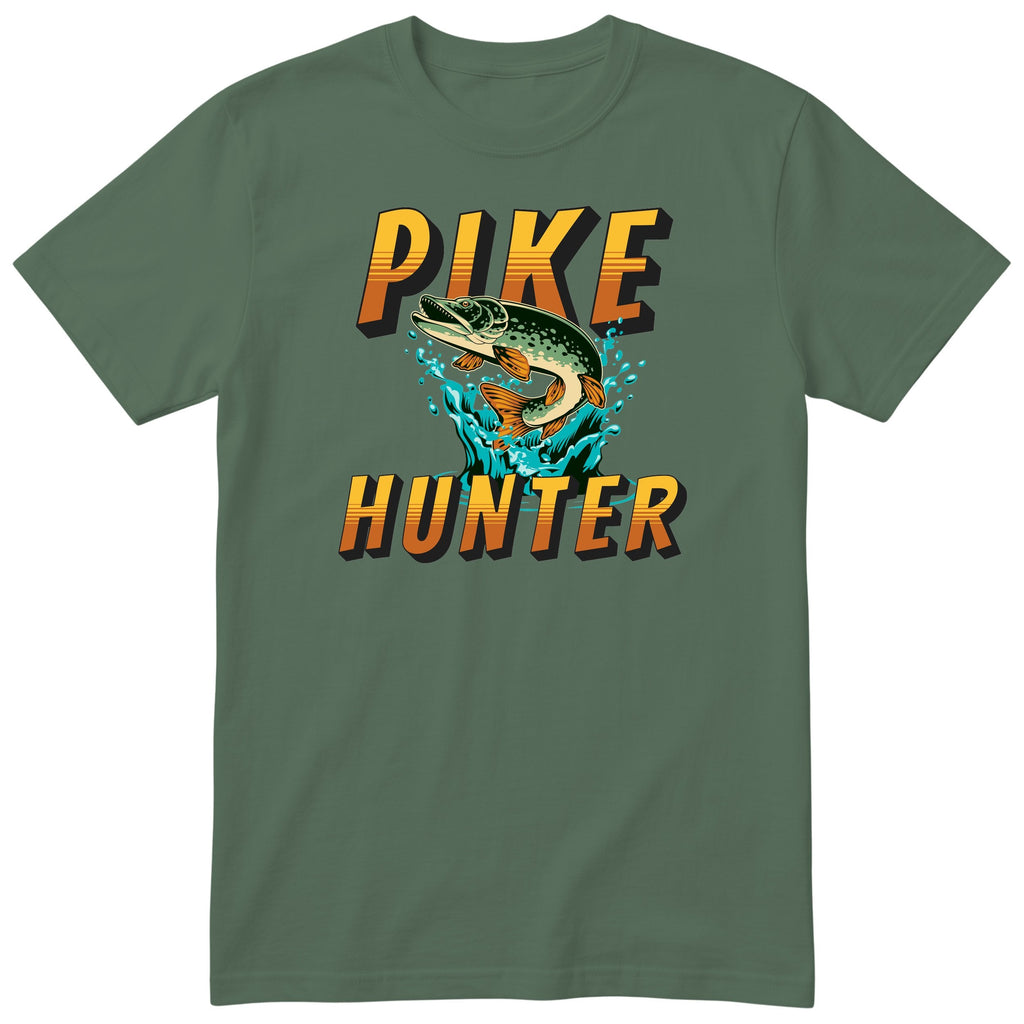 Pike Hunter Fishing T-Shirt - Gift for Anglers | Fisherman Tee - Olive