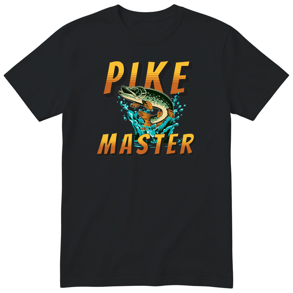 Pike Master Fishing T-Shirt - Funny Angler Gift Tee for Men - Black