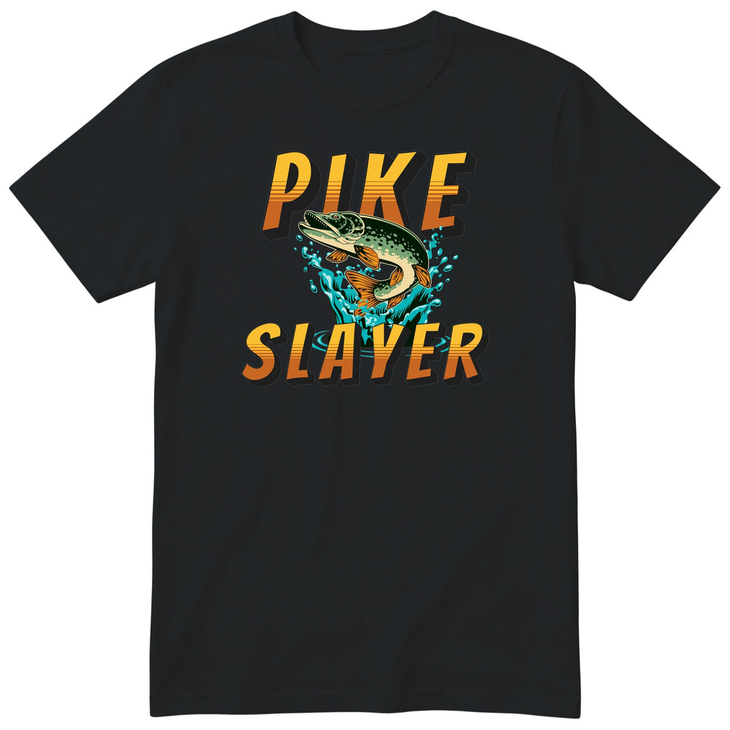 Pike Slayer Fishing T-Shirt - Funny Angler Gift Tee - Black