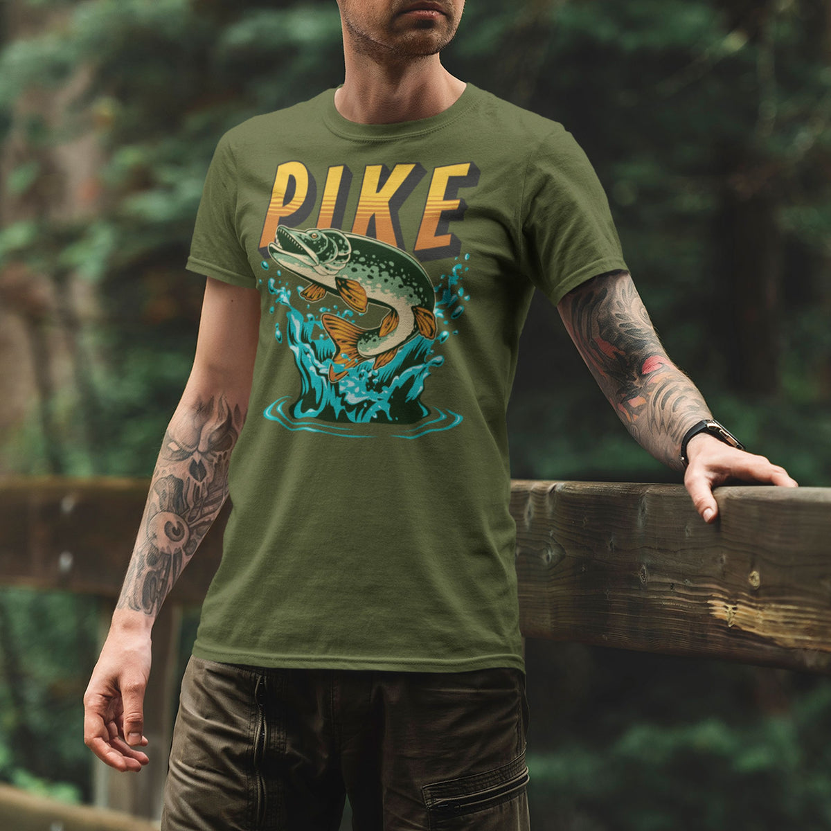 Pike T-Shirt - Pike Fishing Gift for Him - lifestyle photo 1 of 4