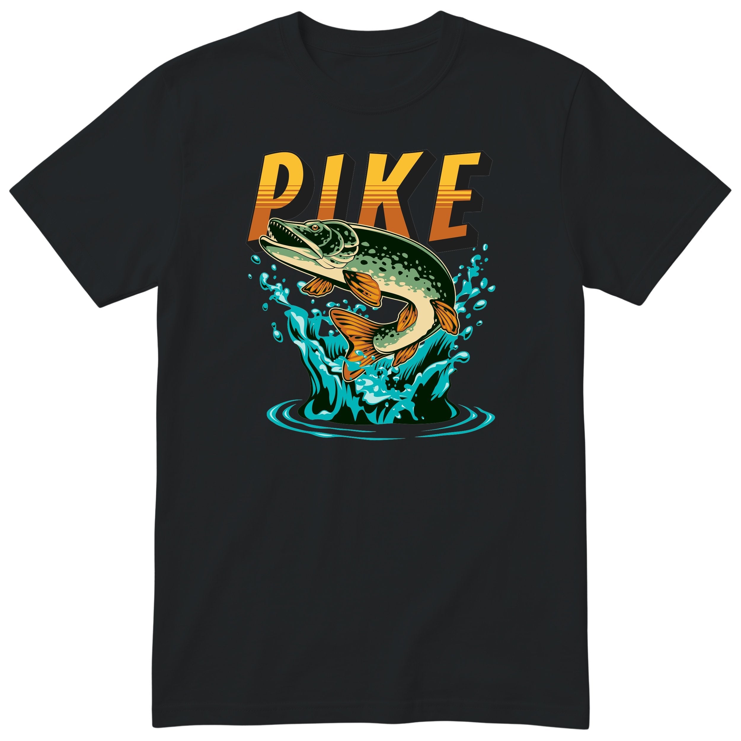 Pike Fishing T-Shirt | Angler Gift for Dad | Fisherman Tee - Black