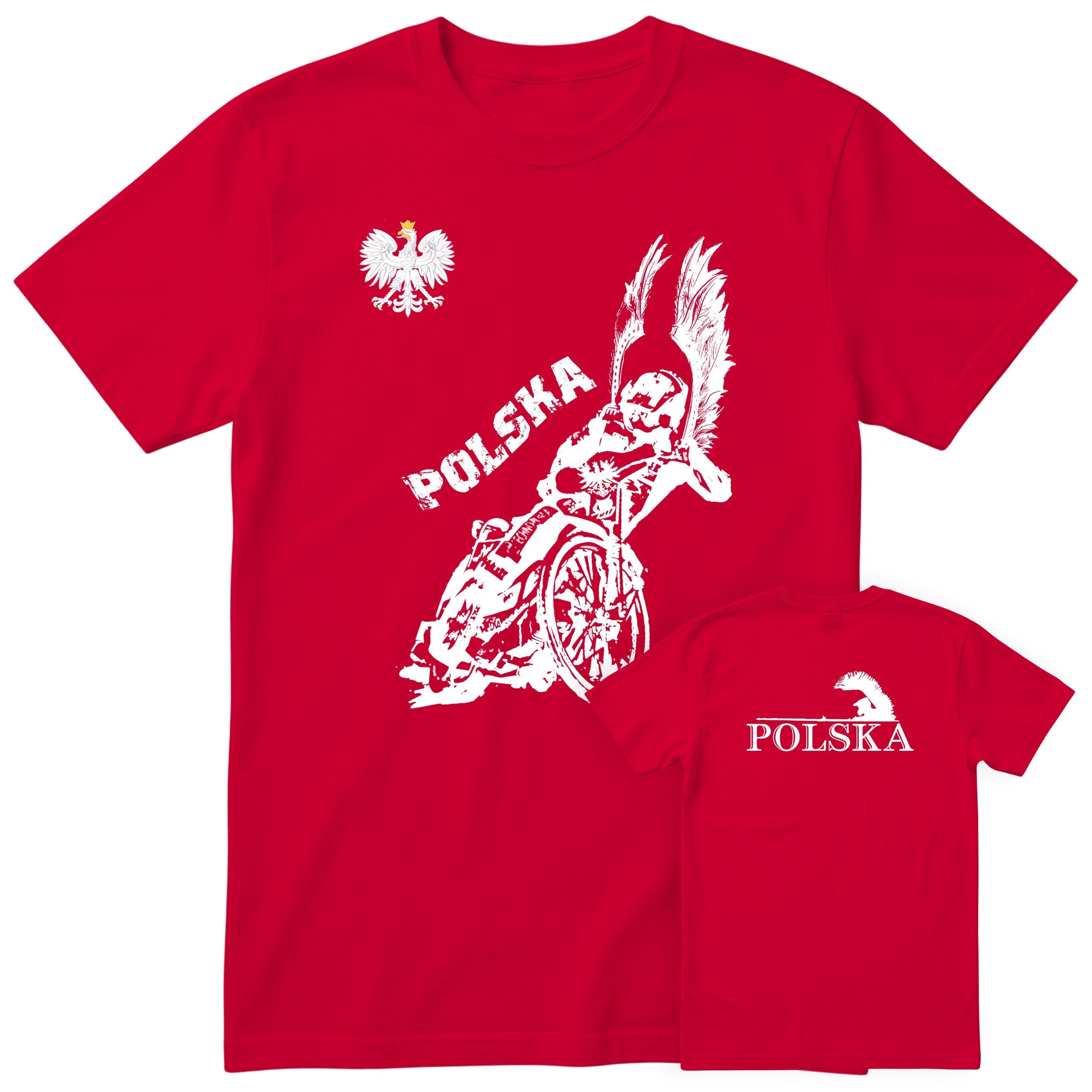 Czerwona koszulka POLSKA ZUZEL KOSZULKA NARODOWA - polski nadruk speedway, prezent dla kibica
