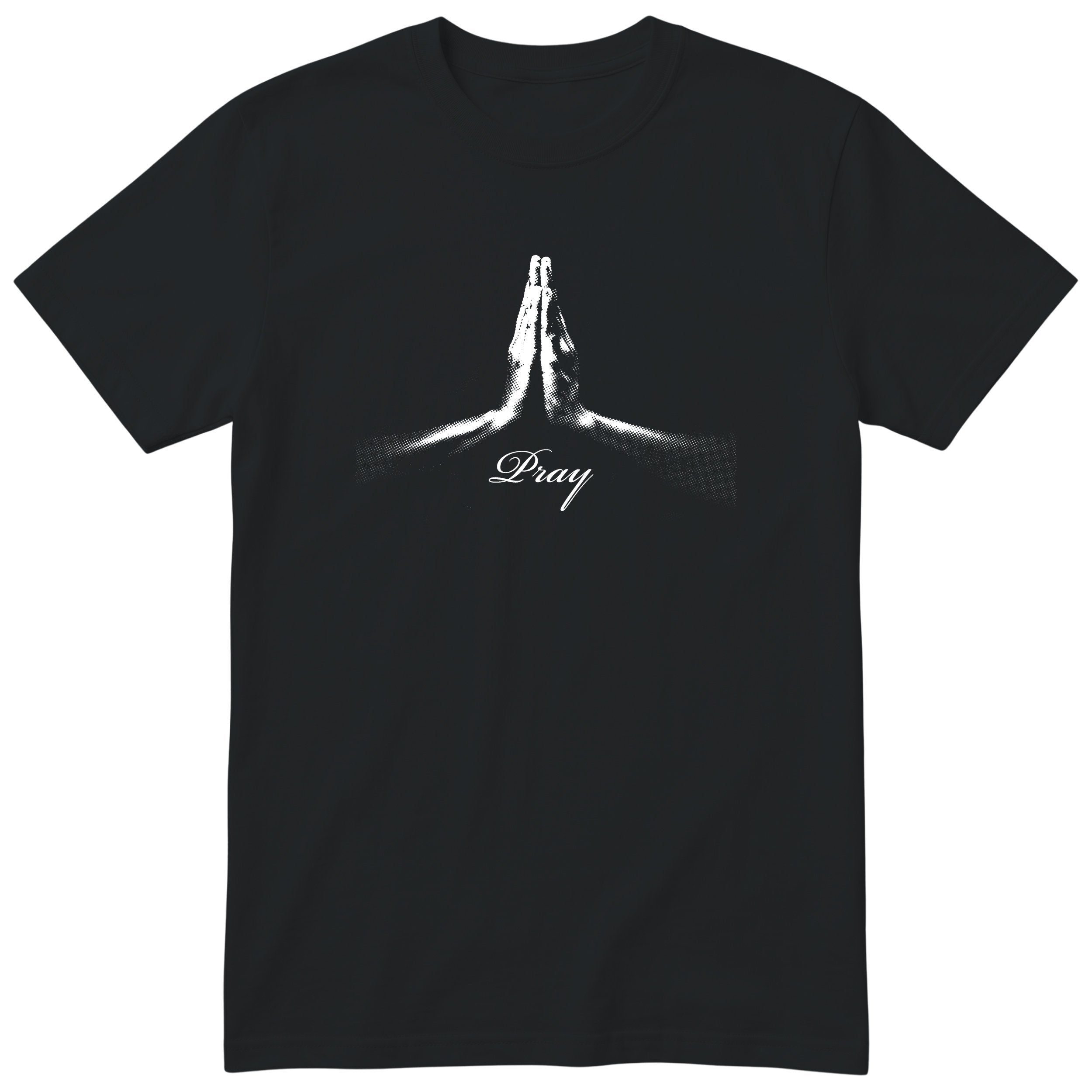 Pray T-Shirt | Prayer Hands Faith Design | Christian Gift - Black