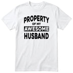 White Property Of My Awesome Husband t-shirt front print - funny wife gift, English print