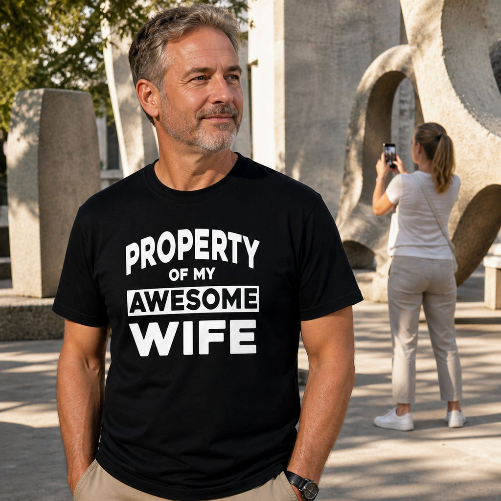 Koszulka dla Męża - Property Of My Awesome Wife | Od Żony