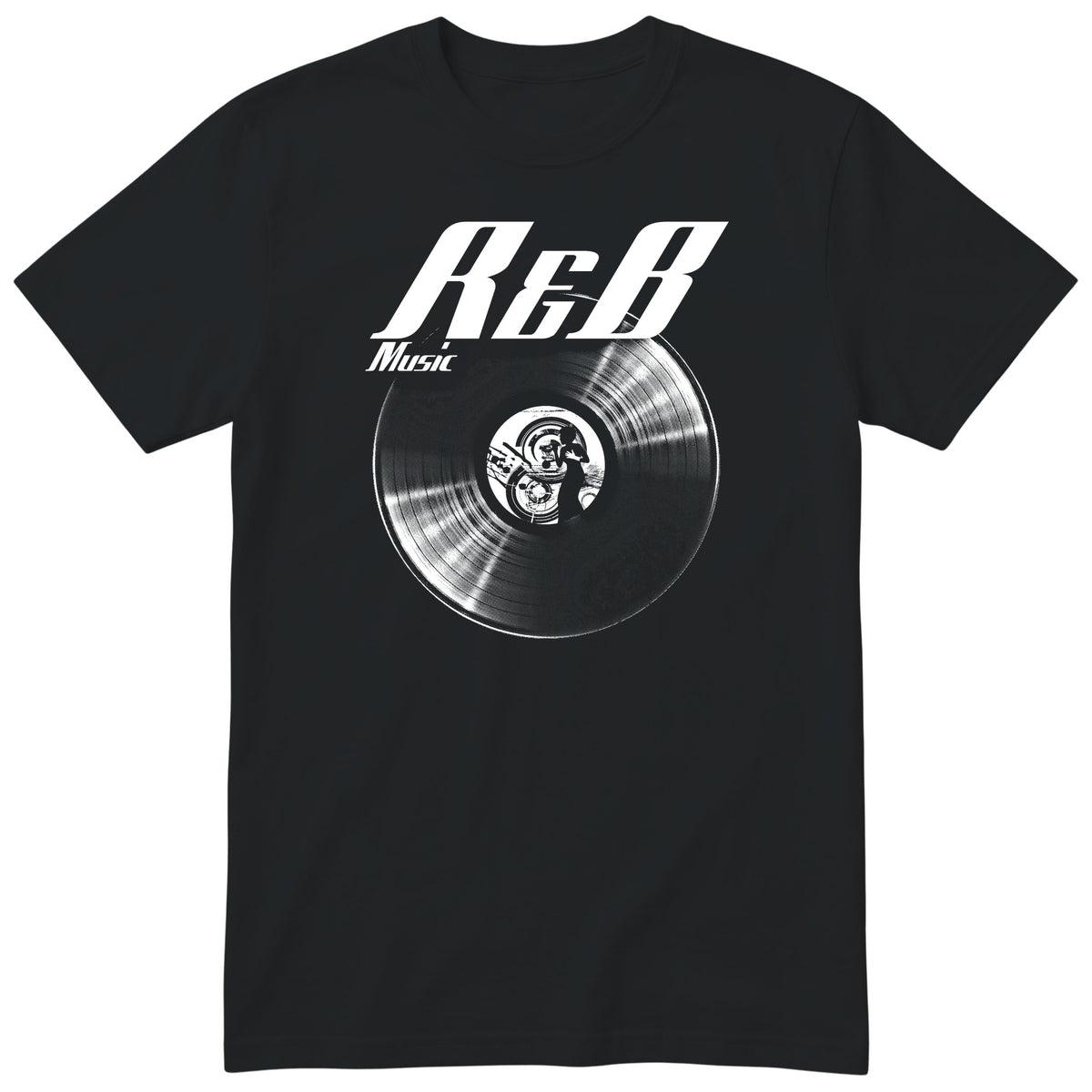Black R&B Music Vinyl Records t-shirt - vinyl record print, gift for R&B fans, GitGraf