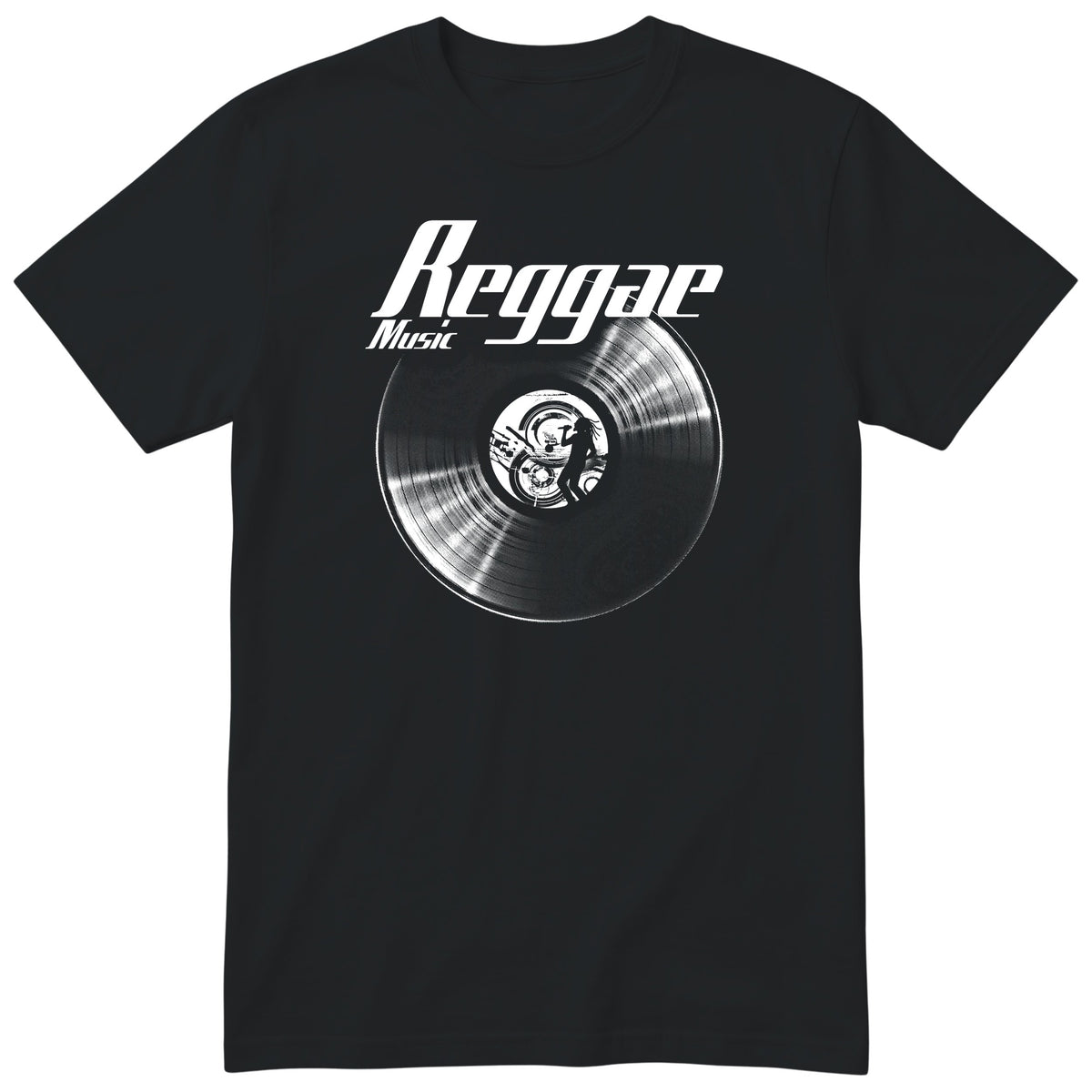Black Reggae Music Vinyl Records t-shirt - vinyl record print, gift for reggae fans, GitGraf