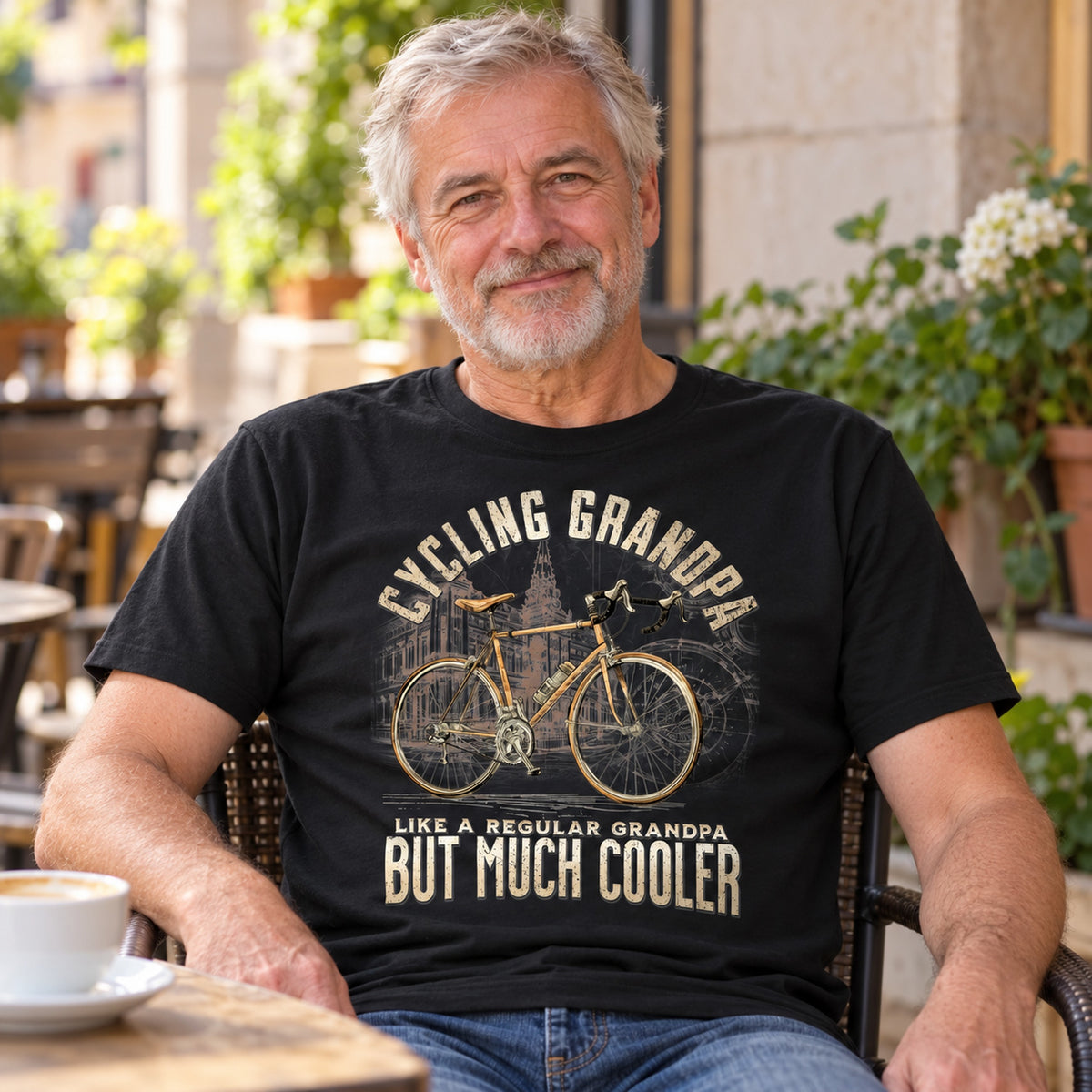 Cycling Grandpa - Śmieszna Koszulka dla Dziadka Rowerzysty
