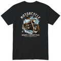 Black Motorcycle Road Lifestyle Freedom motorcycle t-shirt - side view of a vintage motorcycle on an ice-blue splash with sparkles, gift for a biker