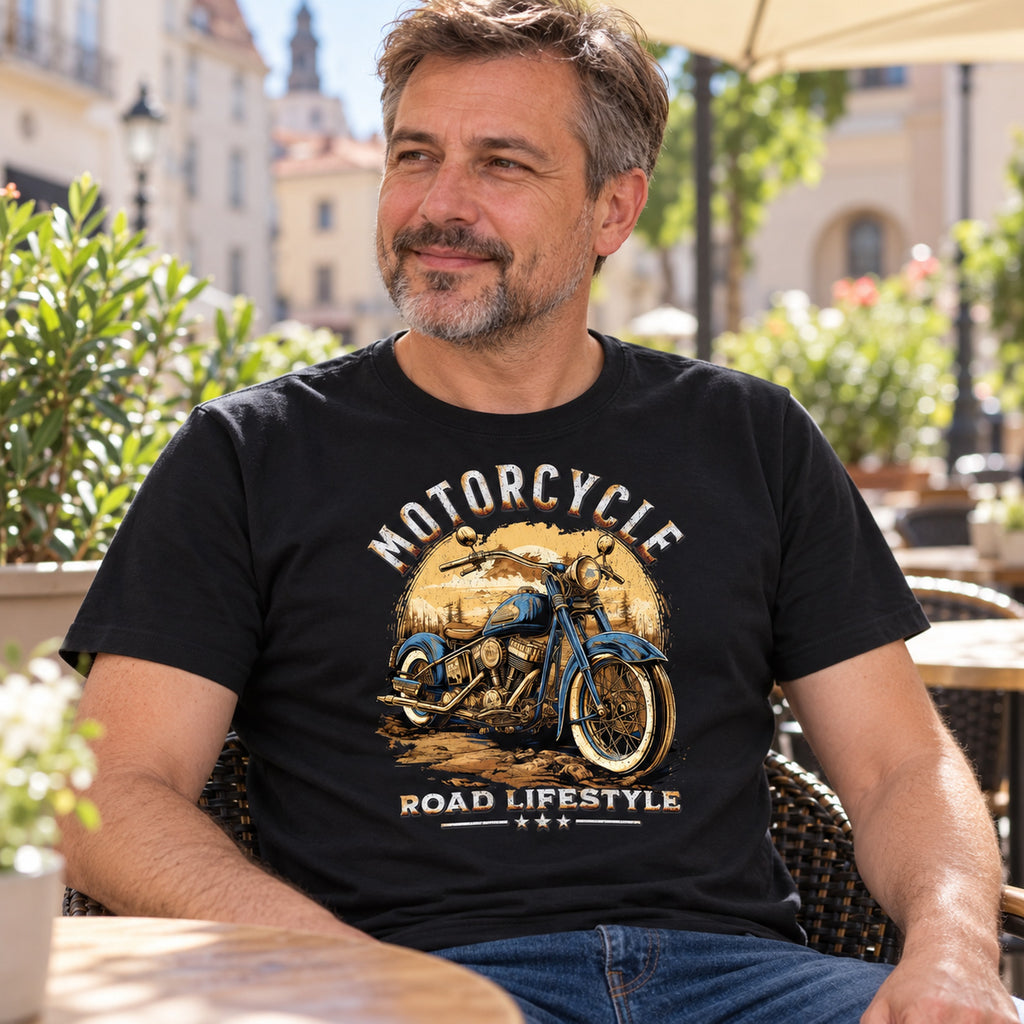 Motorcycle Road Lifestyle - Koszulka Motocyklowa Zachód Słońca