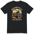 Black Motorcycle Road Lifestyle Sunset motorcycle t-shirt - vintage motorcycle on a forest dirt road at golden sunset, gift for a biker
