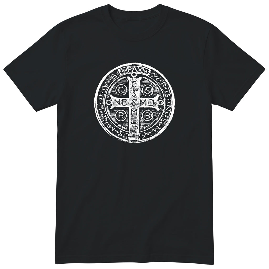 Saint Benedict Medal T-Shirt - Catholic Faith Gift - Black
