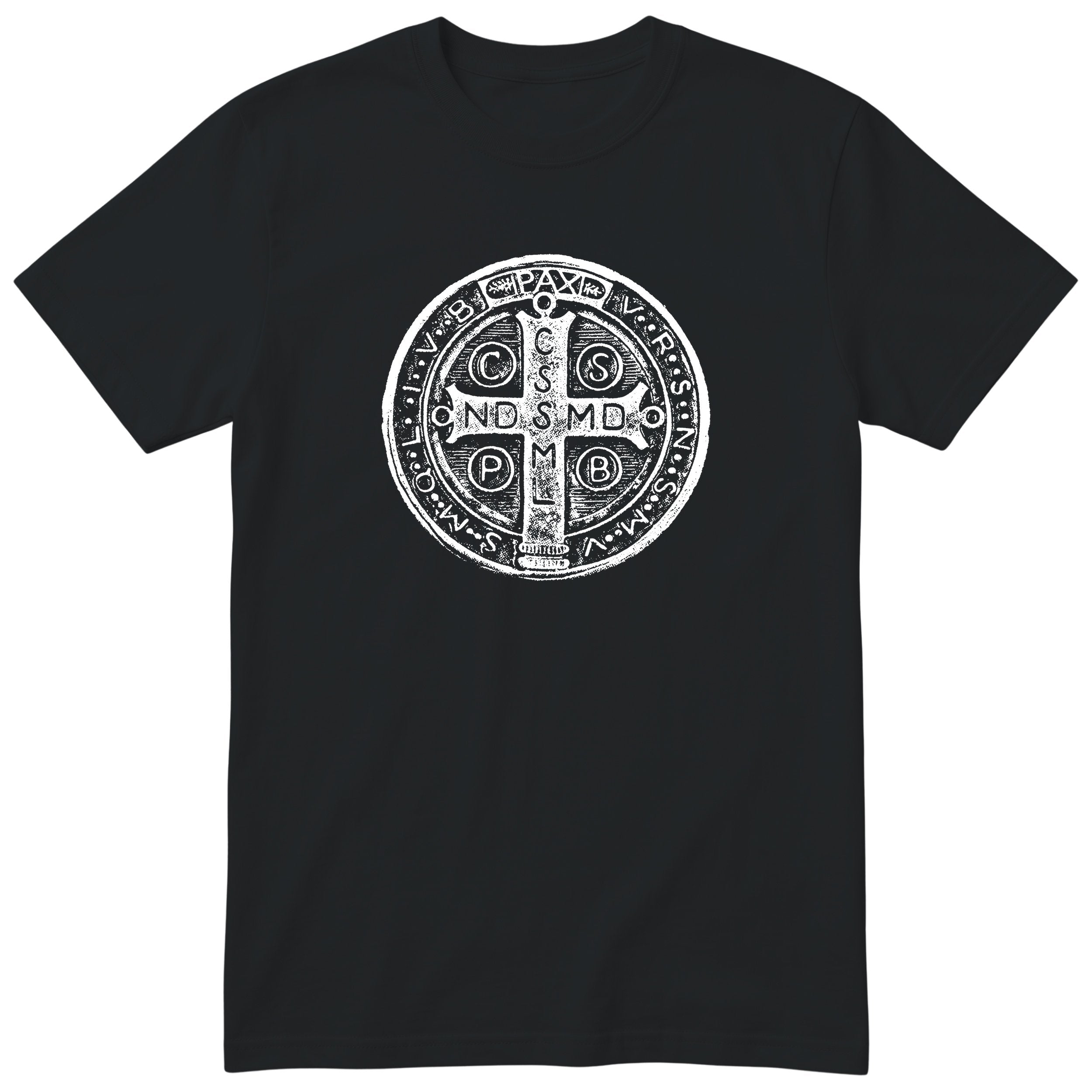 Saint Benedict Medal T-Shirt - Catholic Faith Gift - Black