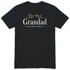 Black The Best Grandad In The World Exclusive t-shirt with gold lettering - gift from the grandkids, English print