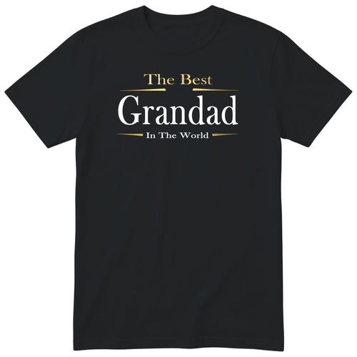 Black The Best Grandad In The World Exclusive t-shirt with gold lettering - gift from the grandkids, English print