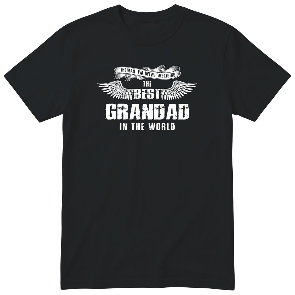 Black The Best Grandad In The World wings t-shirt - the man, the myth, the legend, gift for grandad