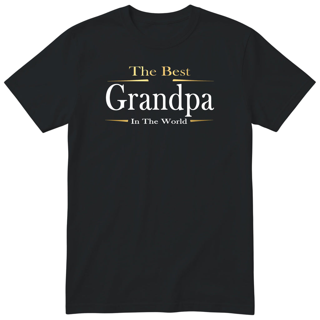 Black The Best Grandpa In The World Exclusive t-shirt with gold lettering - family gift for grandpa, English print
