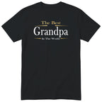 Black The Best Grandpa In The World Exclusive t-shirt with gold lettering - family gift for grandpa, English print