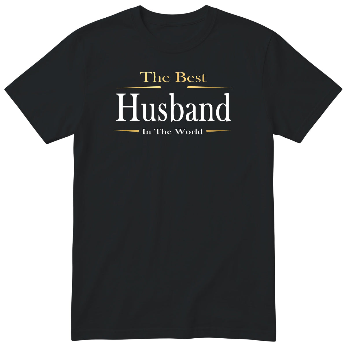 Black The Best Husband In The World Exclusive t-shirt with gold lettering - anniversary gift from the wife, English print
