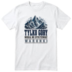 Koszulka "Tylko Góry" - biały t-shirt z vintage nadrukiem masywu górskiego