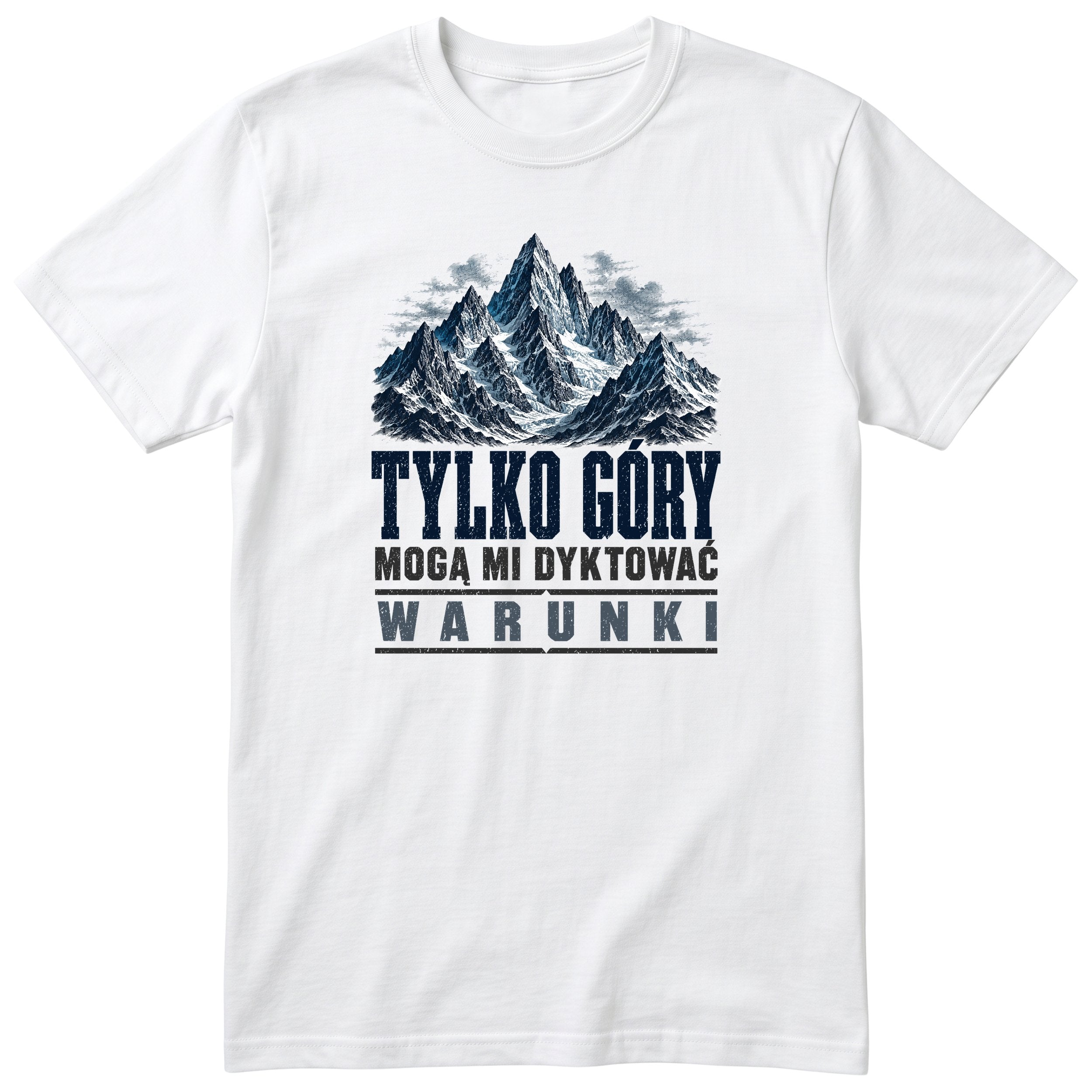 Koszulka "Tylko Góry" - biały t-shirt z vintage nadrukiem masywu górskiego