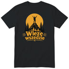Koszulka "Wlezę Wszędzie" - czarny t-shirt z żółtym retro nadrukiem górskim
