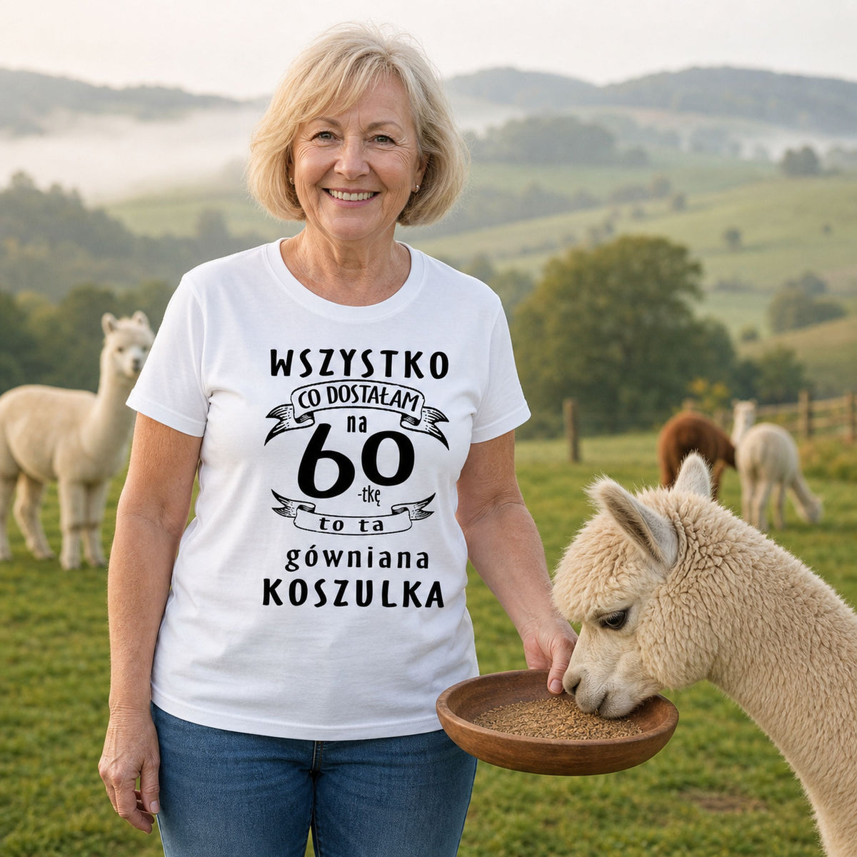 Koszulka na 60 Urodziny dla Niej - Przewrotny Prezent z Humorem