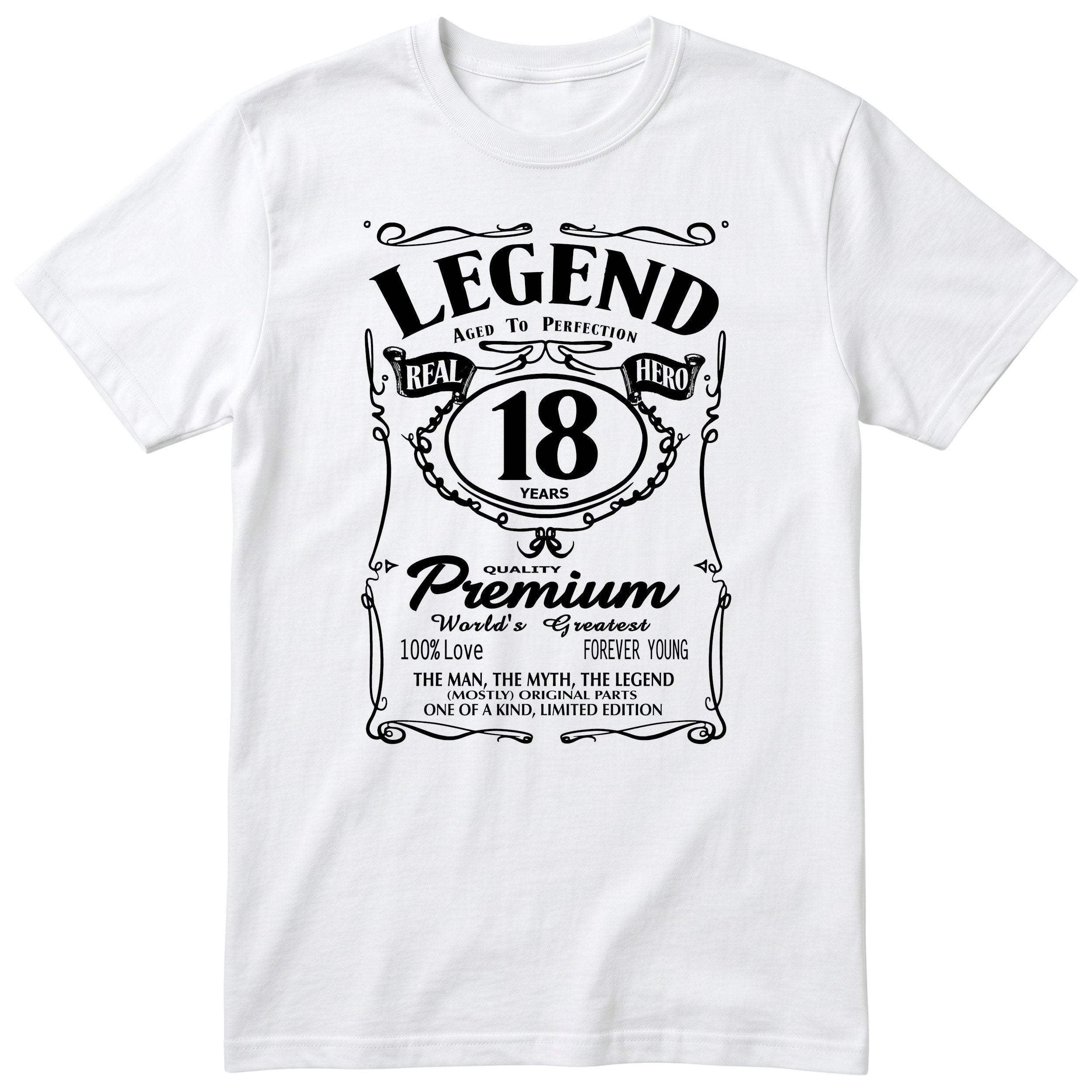 Legend 18th Birthday T-Shirt - Retro Label Gift for Son - White