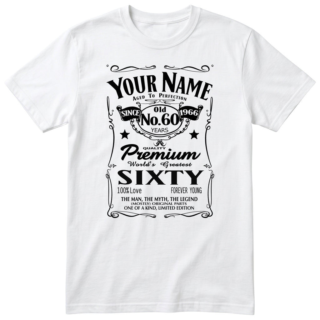 Personalised 60th Birthday T-Shirt - Aged to Perfection Gift for Dad