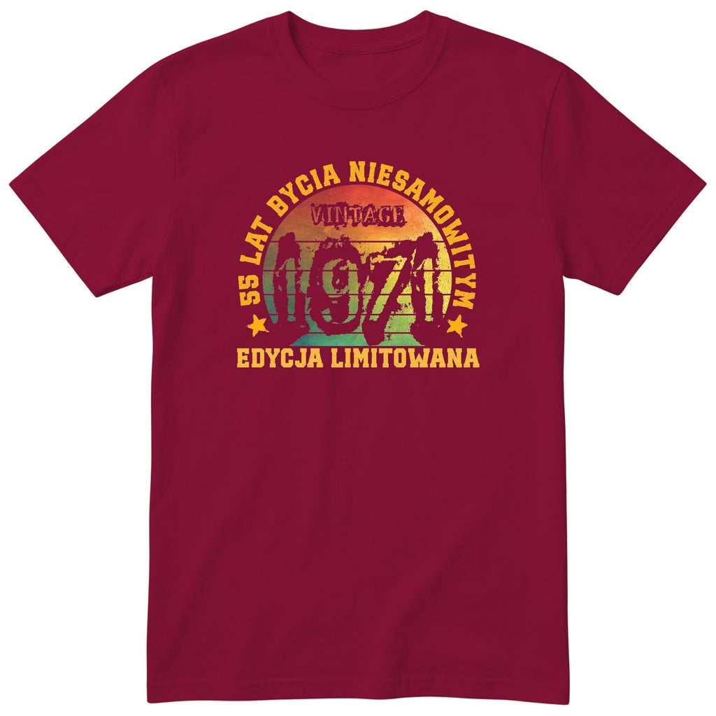 Koszulka Rok 1971 55 Lat Bycia Niesamowitym - bordowa