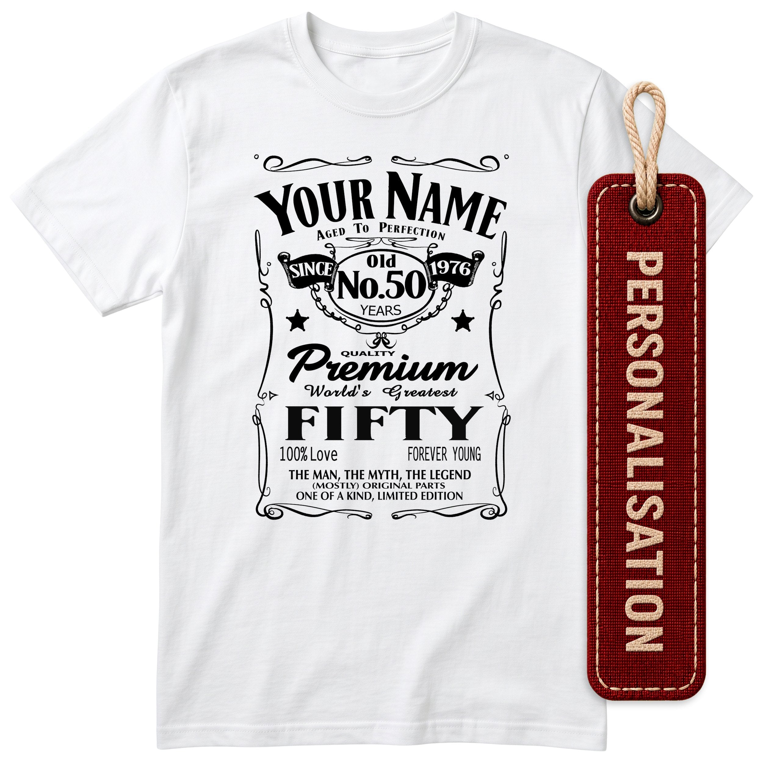Personalised Born in 1976 - Custom Name 50th Birthday Shirt for Him
