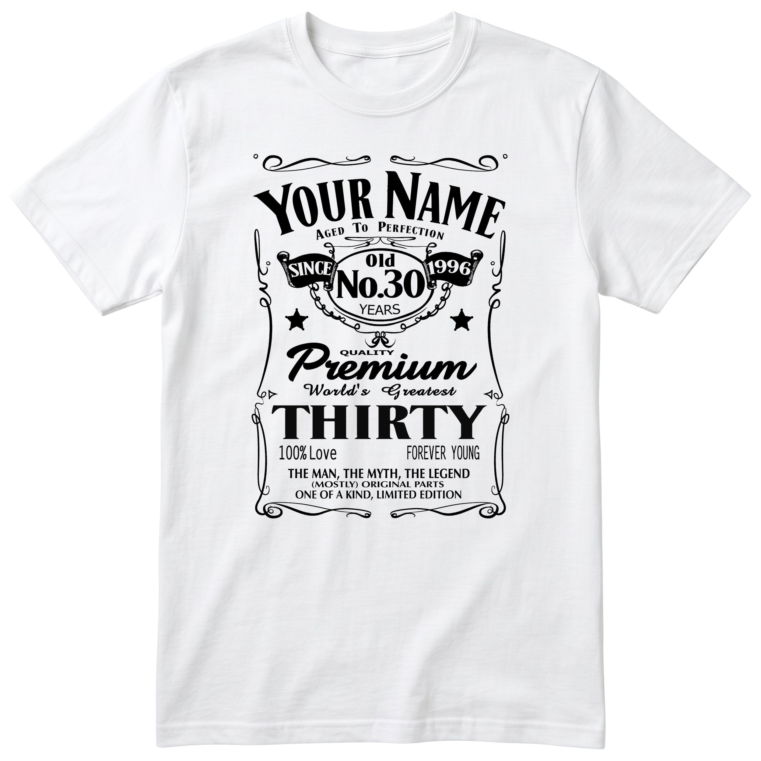 Personalised 30th Birthday T-Shirt - Aged to Perfection Gift for Him