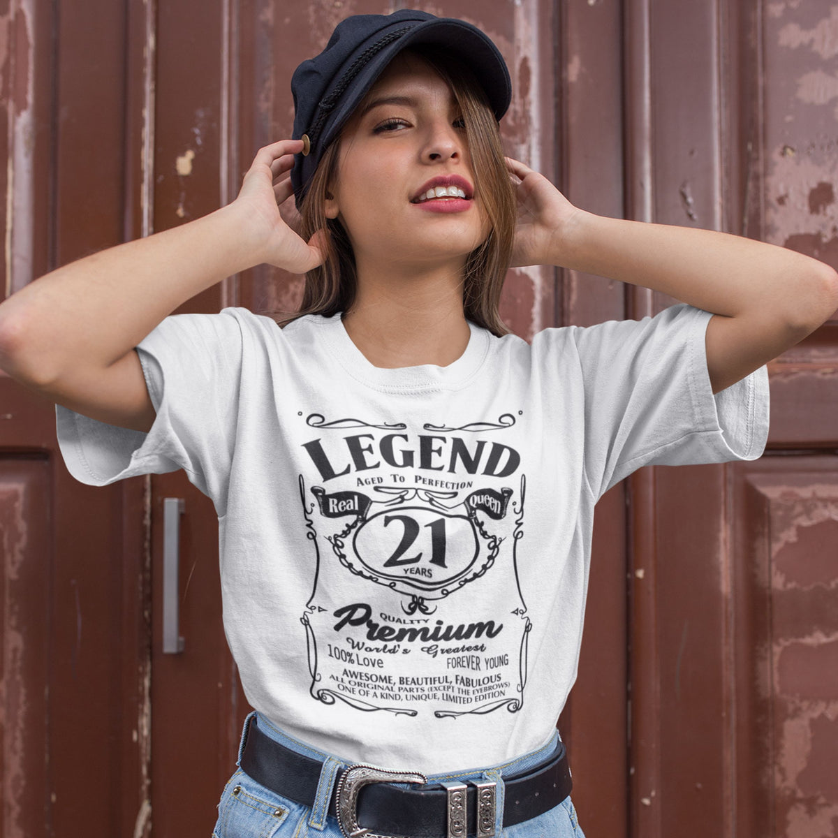 Legend 21 Years Birthday Shirt for Her - Real Queen Retro Label - lifestyle photo 2 of 4